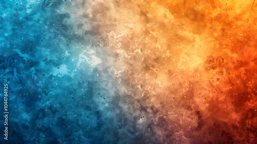 Abstract background featuring a grainy texture and a gradient blending blue and orange tones