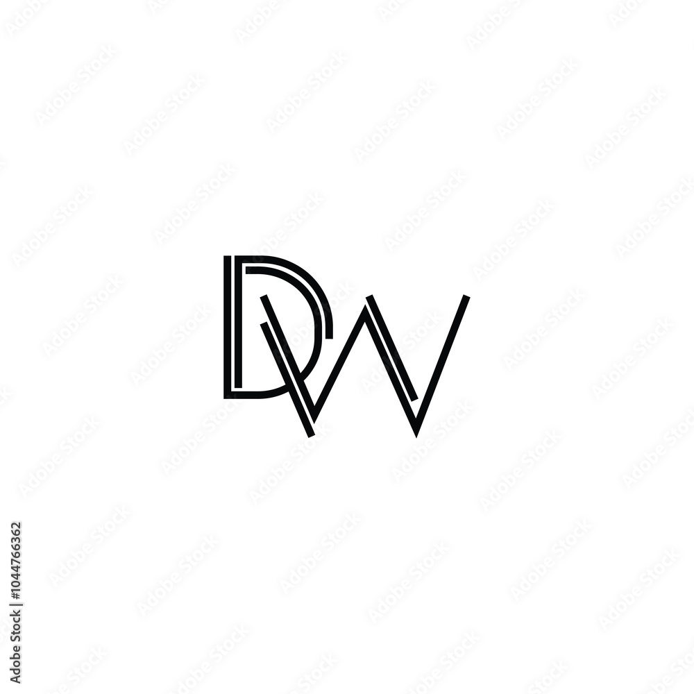 DW monogram logo design letter text name symbol monochrome logotype alphabet character simple logo