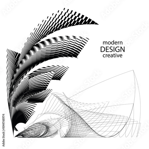 Основные RGB op art creative geometric pattern, abstract halftone lines black and white background, vector modern design element
