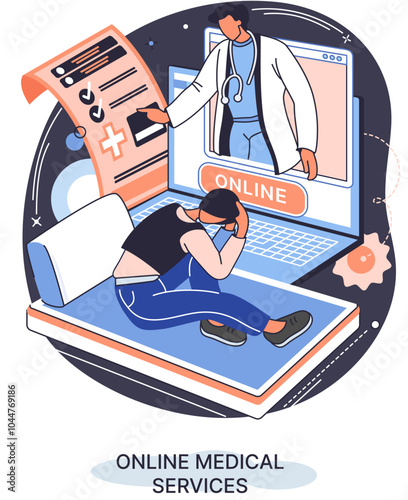 Mobile medicine, mhealth, online medical services, health care program concept. Smartphone with medical application. Digital health and online consultation via Internet. Hospital services in app