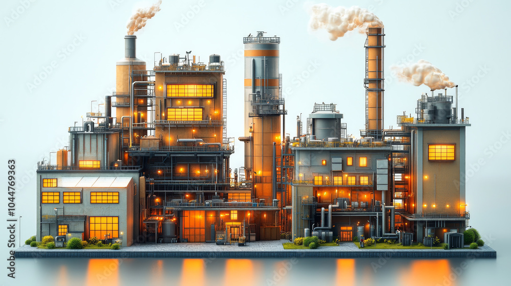 Isometric Vector Illustration of a Solar Power Plant with Stylized Design Isometric Vector Illustration of a Solar Power Plant with Stylized Design