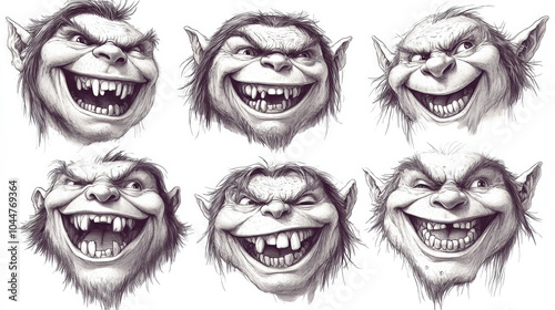 Collection of Troll Characters Expressing Laughter in Various Poses and Emotions