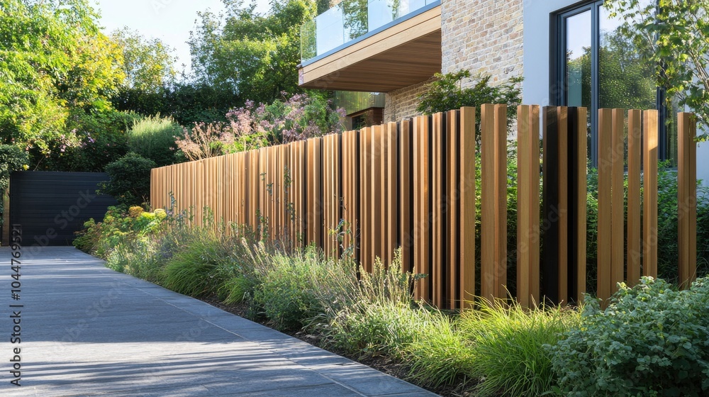 Contemporary wooden fencing for a residential property Contemporary wooden fencing for a residential property