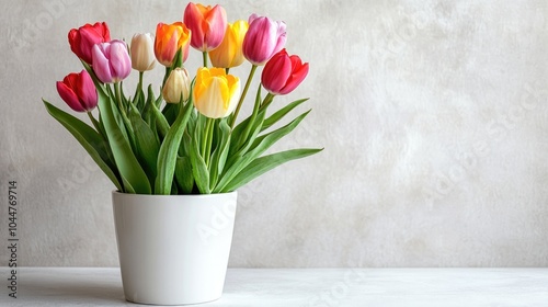 Wallpaper Mural Colorful tulip flowers arranged in a white pot Torontodigital.ca