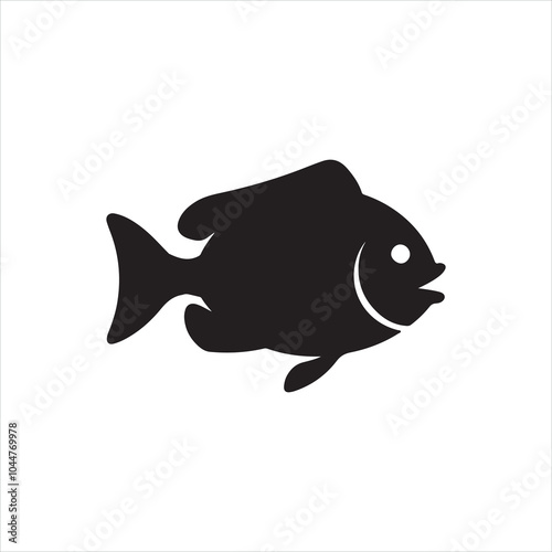 Black Fish Silhouette Vector - High-Quality Minimalist Fish Illustration photo