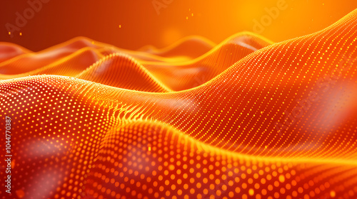 Abstract halftone background of small dots and wavy lines in orange colors