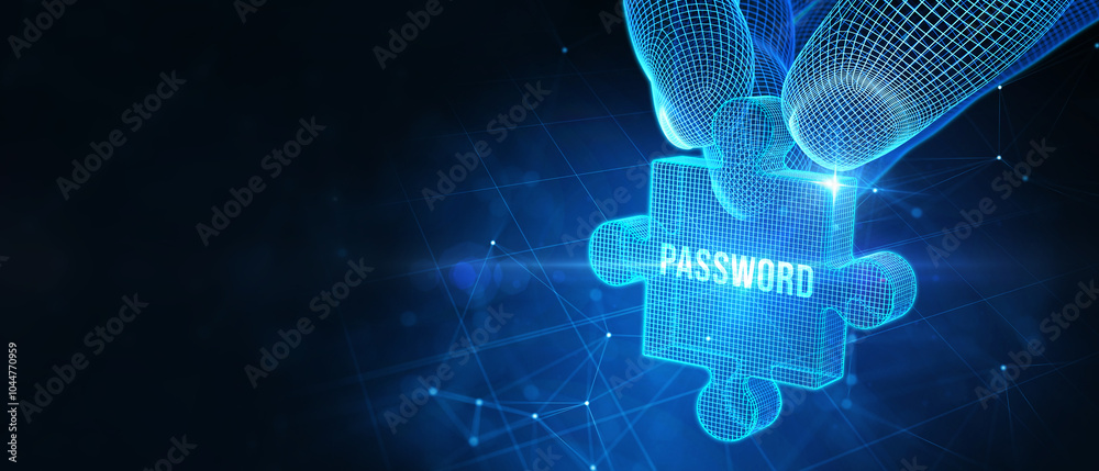 Obraz premium Password to access personal user data, cybersecurity concept. 3d illustration