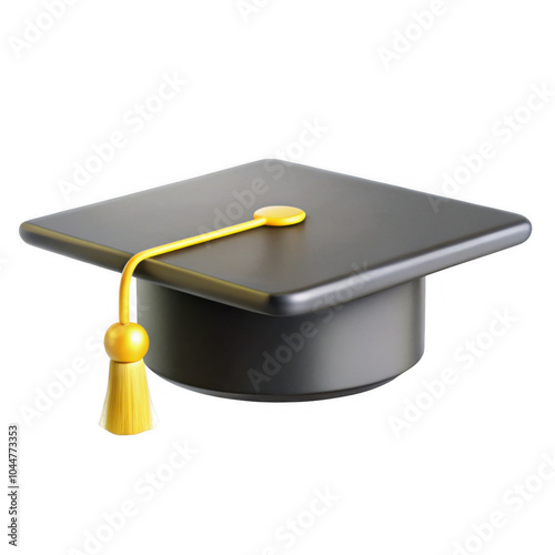 A black graduation cap with a yellow tassel, symbolizing academic achievement and education. This classic icon represents success across cultures.