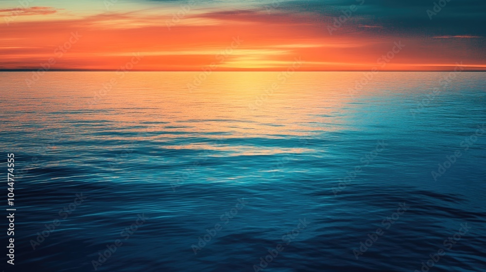 A calm ocean scene at sunset featuring vivid colors shimmering on the water capturing a sense of peace and elegance A calm ocean scene at sunset featuring vivid colors shimmering on the water capturing a sense of peace and elegance