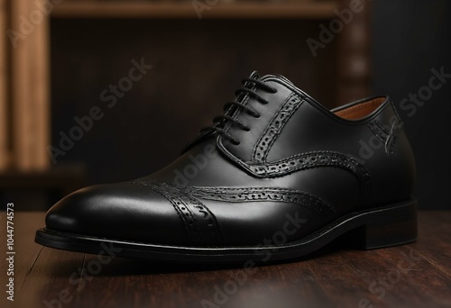 High-Shine Black Box Calf Dress Shoe on Display