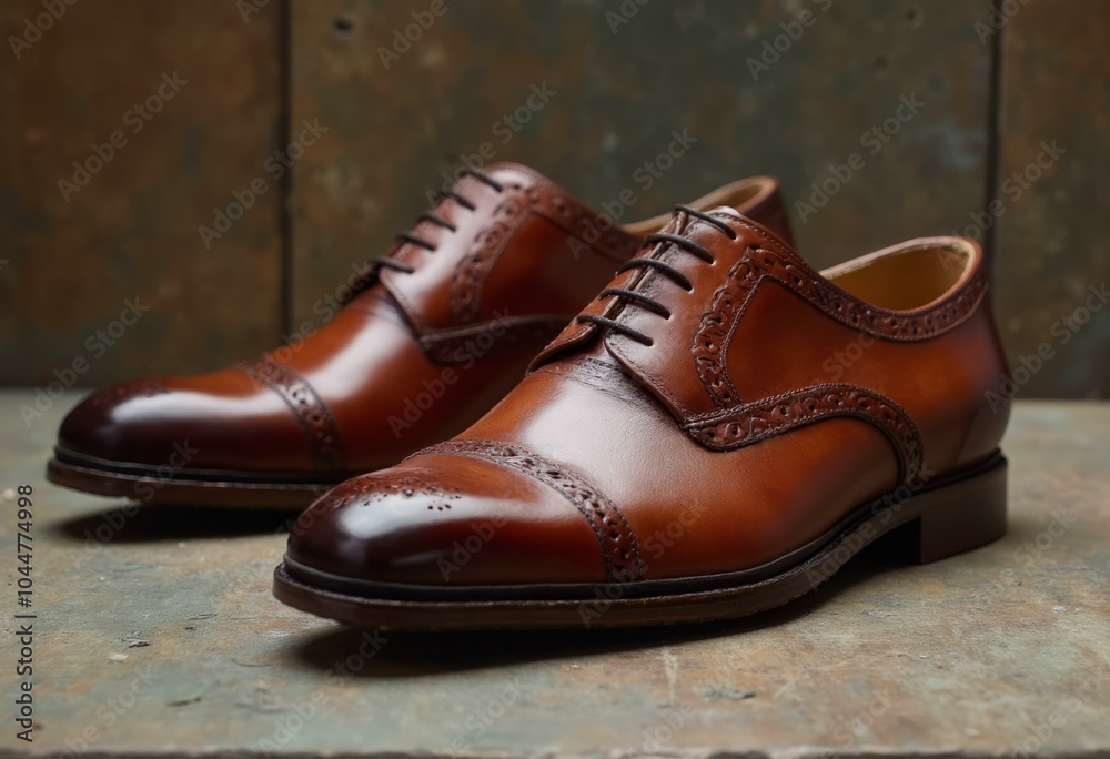 Burnished Mahogany Oxford Dress Shoe on Rustic Wood Burnished Mahogany Oxford Dress Shoe on Rustic Wood