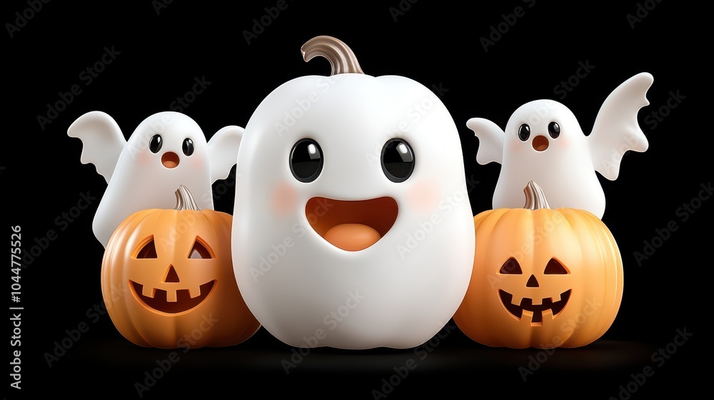 Fototapeta premium Happy Ghosts & Pumpkins