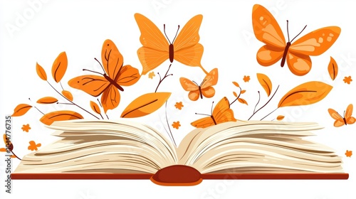 Transforming Manuscript with Butterflies and Leaves