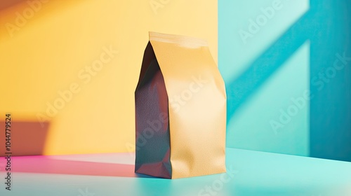Coffee Bag Mockup: Vibrant Branding on Colorful Background 