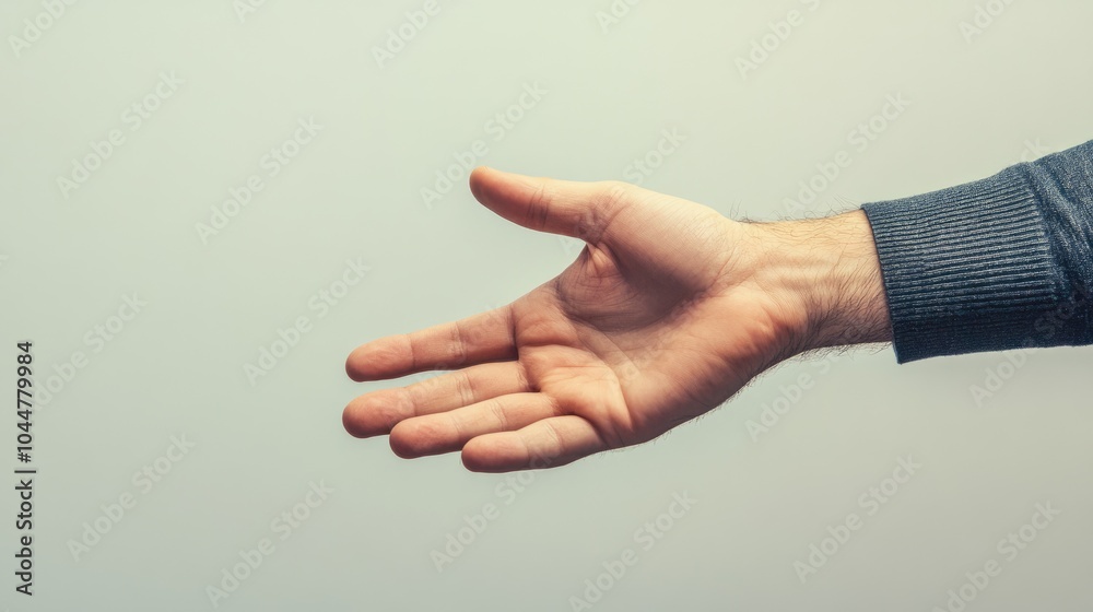 Male hand reaching out to greet or make contact with an object isolated on a clean background Male hand reaching out to greet or make contact with an object isolated on a clean background