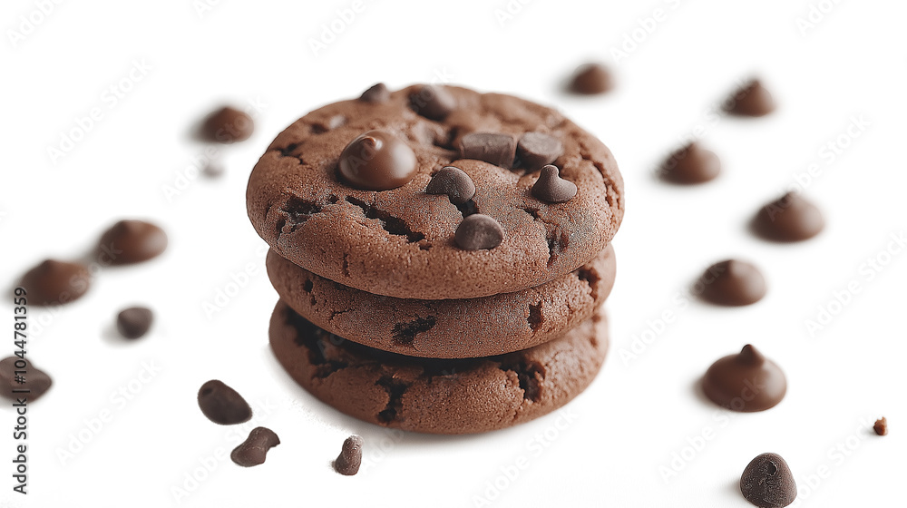 Cookie with chocolate white background Cookie with chocolate white background
