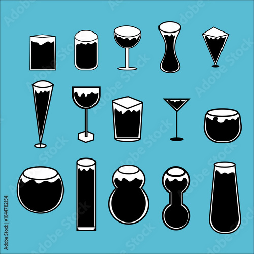 Flat design, black and white glass icon image