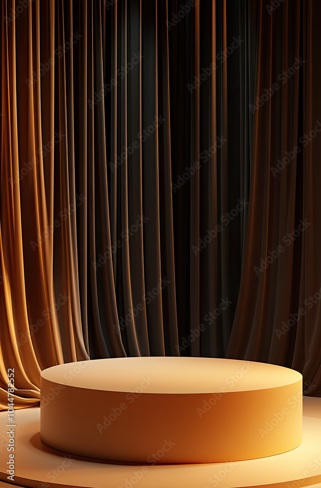 Sleek and Modern 3D Rendered Podium with Midnight Black Curtains for a Striking Presentation Sleek and Modern 3D Rendered Podium with Midnight Black Curtains for a Striking Presentation