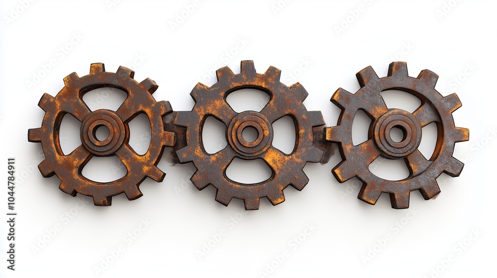 Rusty Interconnected Gears Symbolizing Teamwork and Industrial Process Rusty Interconnected Gears Symbolizing Teamwork and Industrial Process