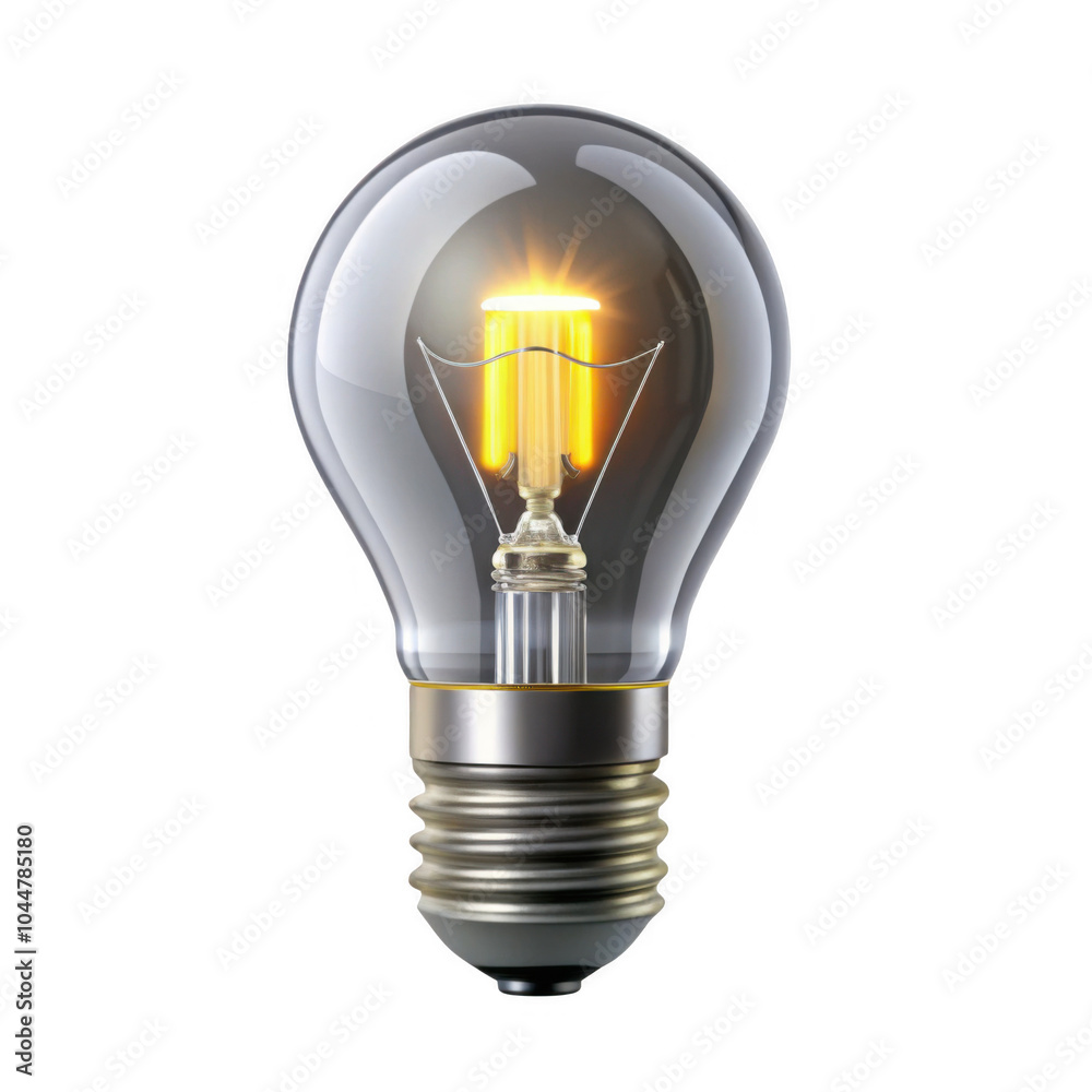 A realistic 3D render of a transparent light bulb showcasing a glowing filament inside. The bulb is isolated on a black background. A realistic 3D render of a transparent light bulb showcasing a glowing filament inside. The bulb is isolated on a black background.