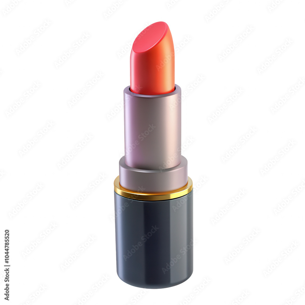 A beautifully designed lipstick tube with a coral-red shade. The packaging features elegant colors with a gold accent, perfect for cosmetic displays. A beautifully designed lipstick tube with a coral-red shade. The packaging features elegant colors with a gold accent, perfect for cosmetic displays.