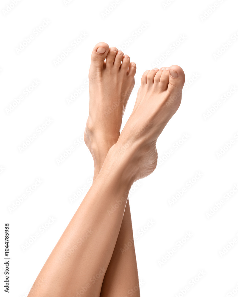 Woman with smooth legs on white background, closeup Woman with smooth legs on white background, closeup