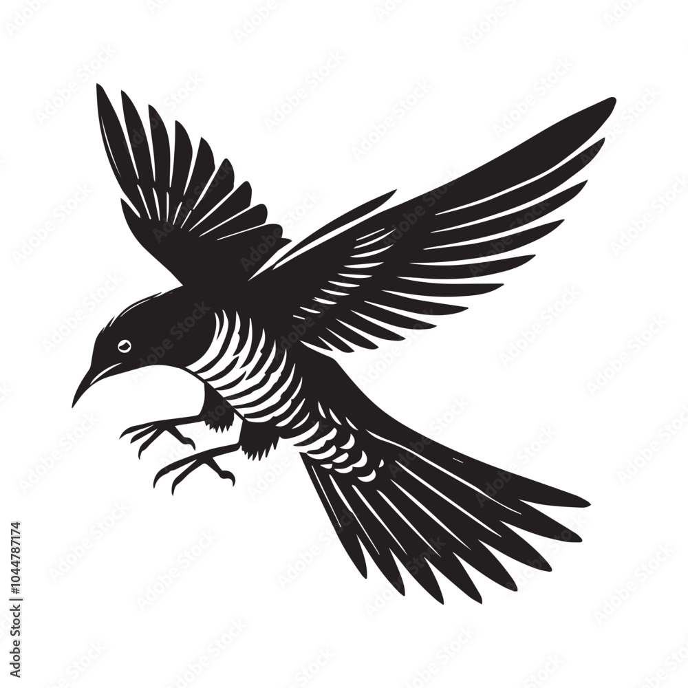 Fototapeta premium Common cuckoo silhouette Design - Common cuckoo vector illustration in black and white