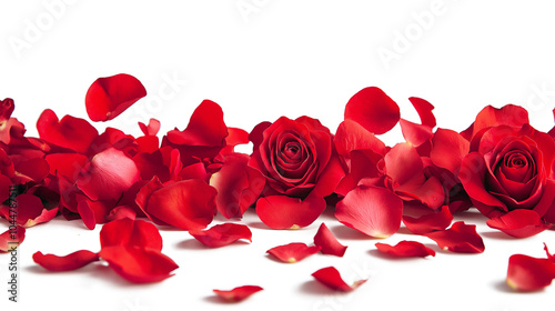 Fototapeta Naklejka Na Ścianę i Meble -  PNG, falling red valentines rose petals isolated on a transparent background
