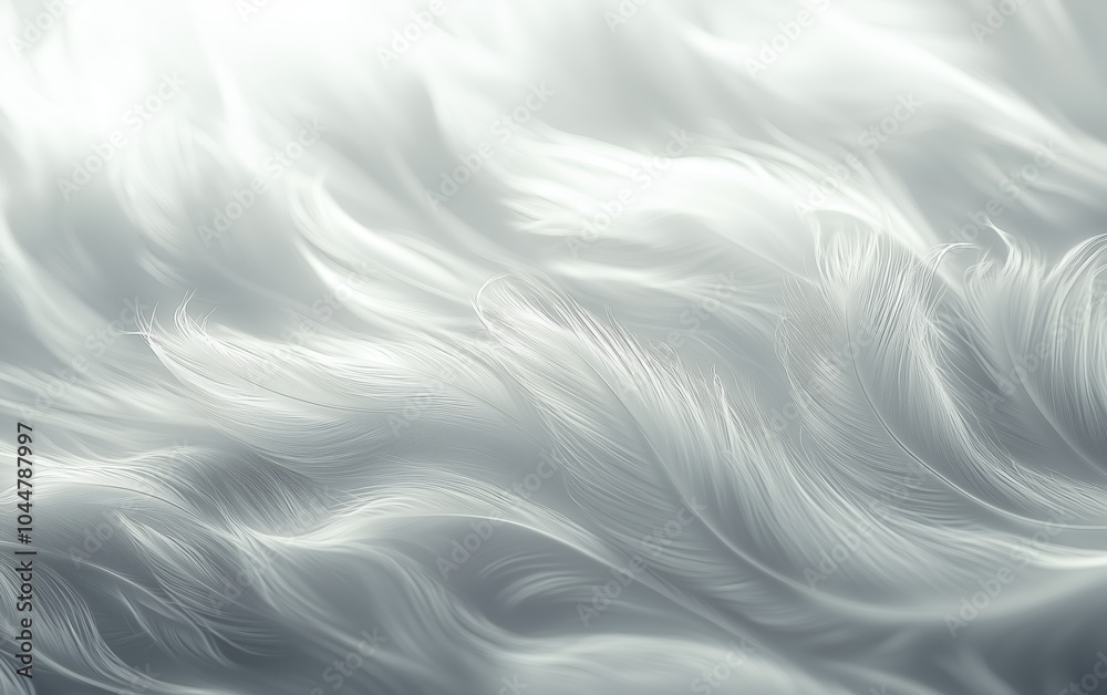 Gentle White Feathers Floating in Airy Composition - made with Generative AI Gentle White Feathers Floating in Airy Composition - made with Generative AI