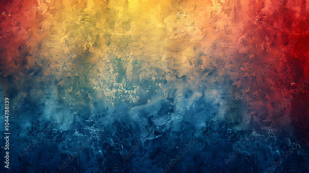 Fototapeta premium Blue red yellow gradient grainy background, blurred colors noise textured banner design