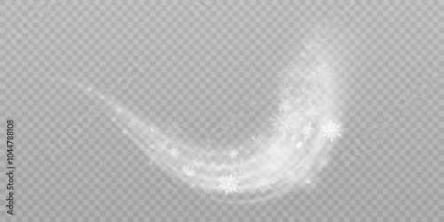 Christmas cold blizzard effect with snow. Vector texture Cold winter wind with snowflakes on transparent background.	