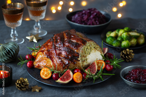 Stuffed roast turkey crown