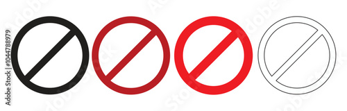 Prohibition sign icon set, prohibition sign vector flat illustration isolated on white background. Free Download Prohibition sign icon set, prohibition sign vector flat illustration isolated on white background. - GFXLoad