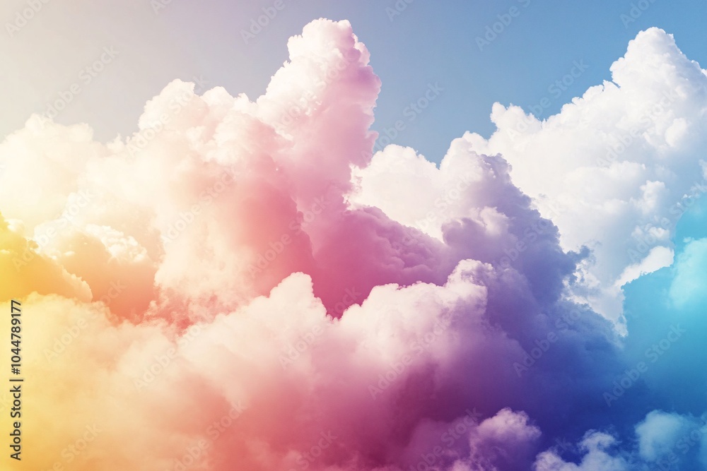 Dreamy Pastel Sky with Fluffy Clouds