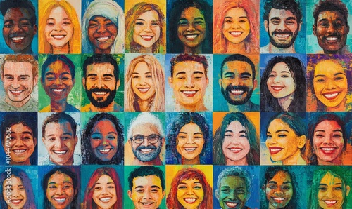 Smiling portraits of diverse people in a collage.