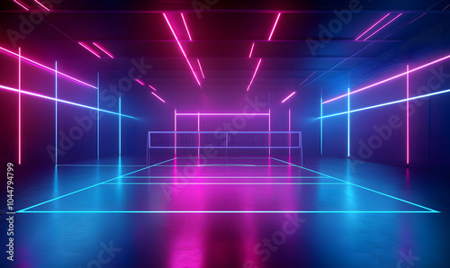 Dynamic Volleyball Action with Neon Lights and Abstract Geometric Patterns for Futuristic Sports Branding