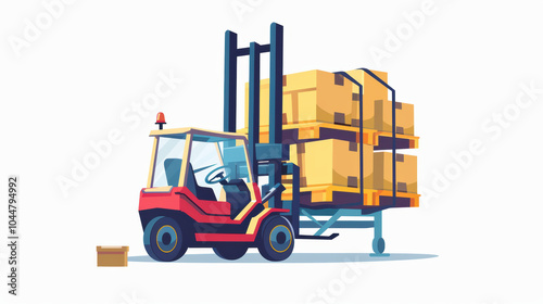 colorful illustration of forklift lifting stacked boxes, showcasing creative business concept in logistics and transportation. scene conveys efficiency and productivity in warehouse setting