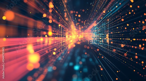 Neon Pathways Shining in a High-Tech Futuristic Digital Environment Picture