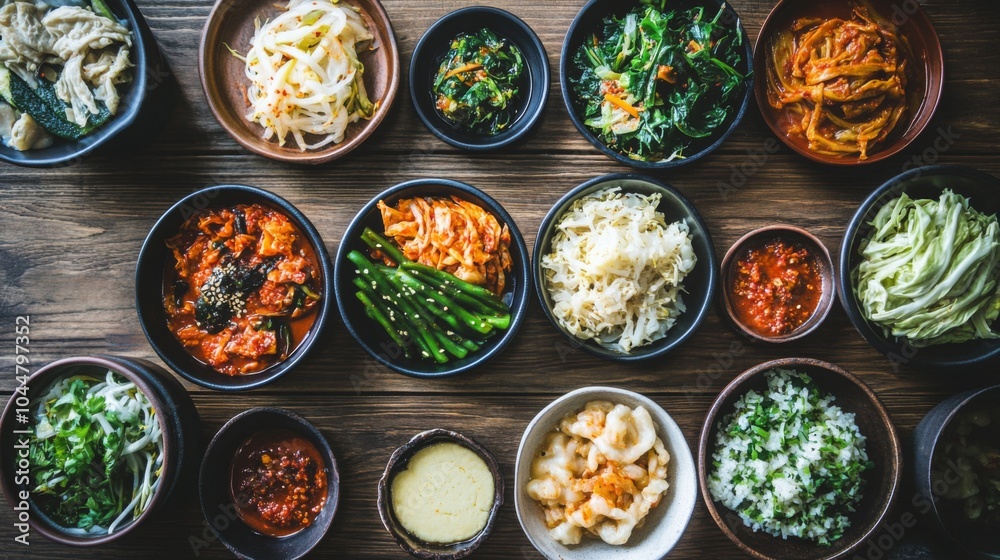 Vibrant Kimchi Side Dishes in Family Dining Setting