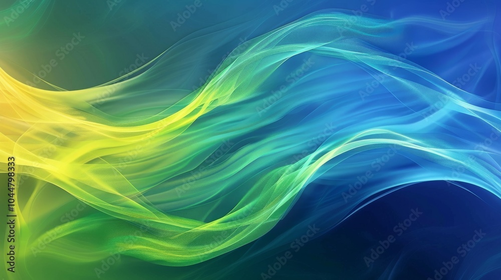 Abstract Swirling Green, Yellow, and Blue Waves on a Dark Background Abstract Swirling Green, Yellow, and Blue Waves on a Dark Background