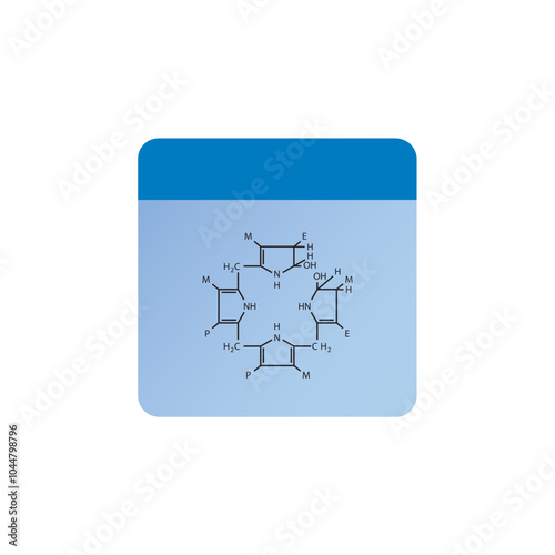 Stercobilinogen skeletal structure diagram.Bile pigment compound molecule scientific illustration.