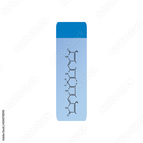 Bilirubin skeletal structure diagram.Bile pigment compound molecule scientific illustration.