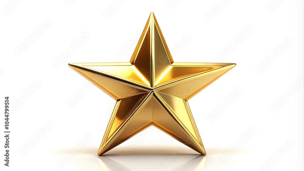 Fototapeta premium Shiny gold star isolated on white background with shallow depth of field