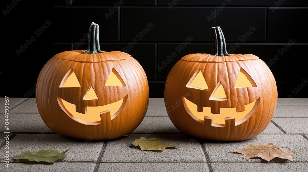 Two Smiling Jack-O'-Lanterns