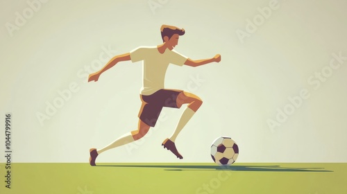 A soccer player in a white jersey and shorts, runs with the ball towards the goal.