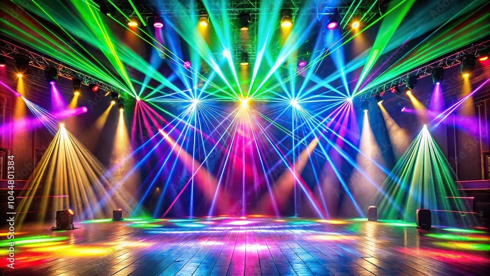 © Atittaya - Vibrant stage club with colorful lights and lasers in a smoky atmosphere