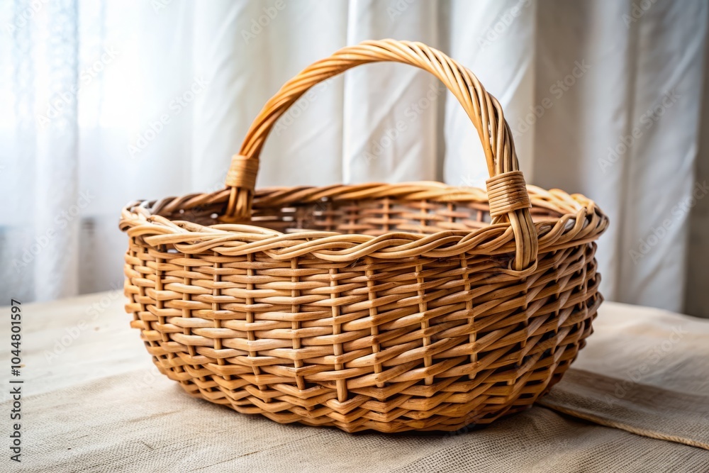 Empty Wicker Basket on White Background, Rustic Home Decor, Natural Fiber, Stylish Storage Solution, Empty Container for Photography, Eco-Friendly Basket, Minimalist Aesthetic Empty Wicker Basket on White Background, Rustic Home Decor, Natural Fiber, Stylish Storage Solution, Empty Container for Photography, Eco-Friendly Basket, Minimalist Aesthetic