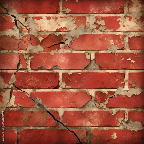 Peeling and Eroded Brick Wall Texture, created by generative AI
