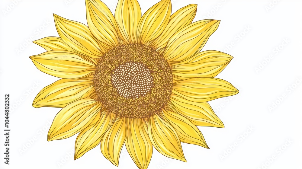 Fototapeta premium Simple Line Art of Sunflower with Yellow Petals