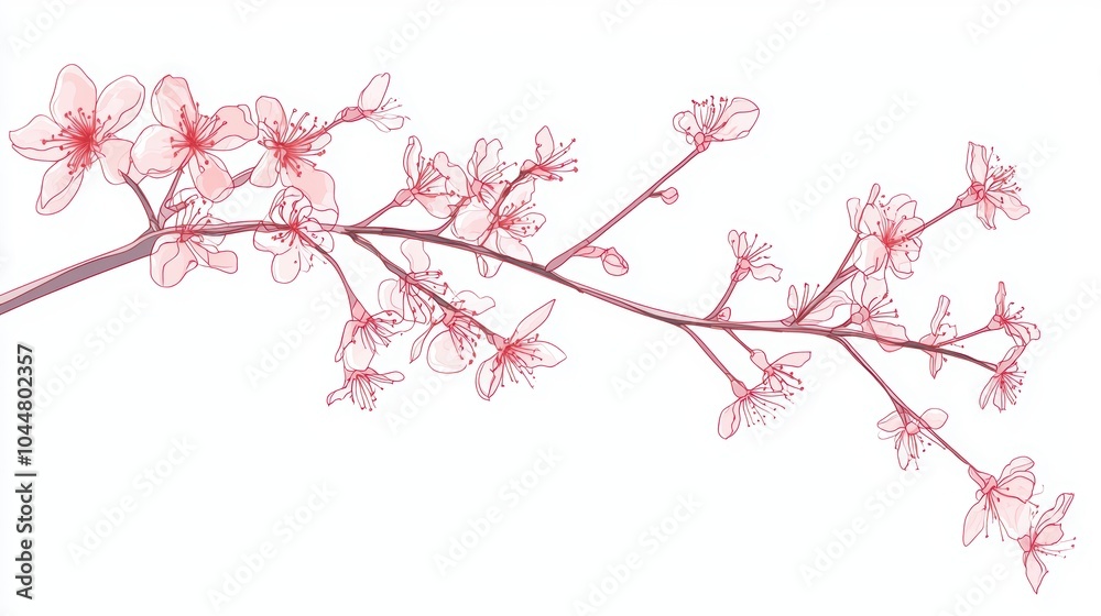 Elegant Cherry Blossom Line Art Design Elegant Cherry Blossom Line Art Design